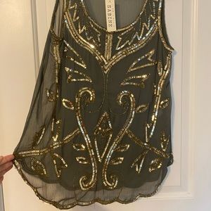 Beaded/sequined beautiful grey sleeveless top